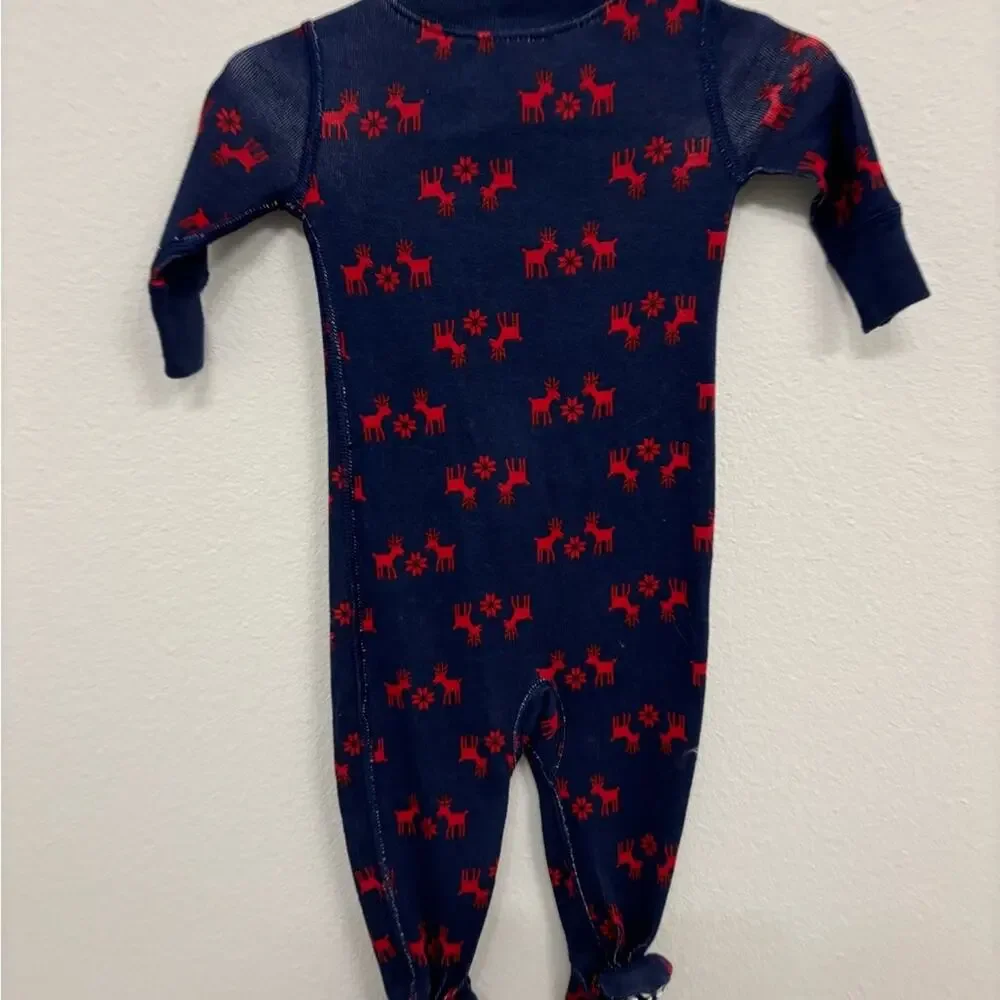 Hanna Andersson Reindeer Navy Red Pajamas 0-3M